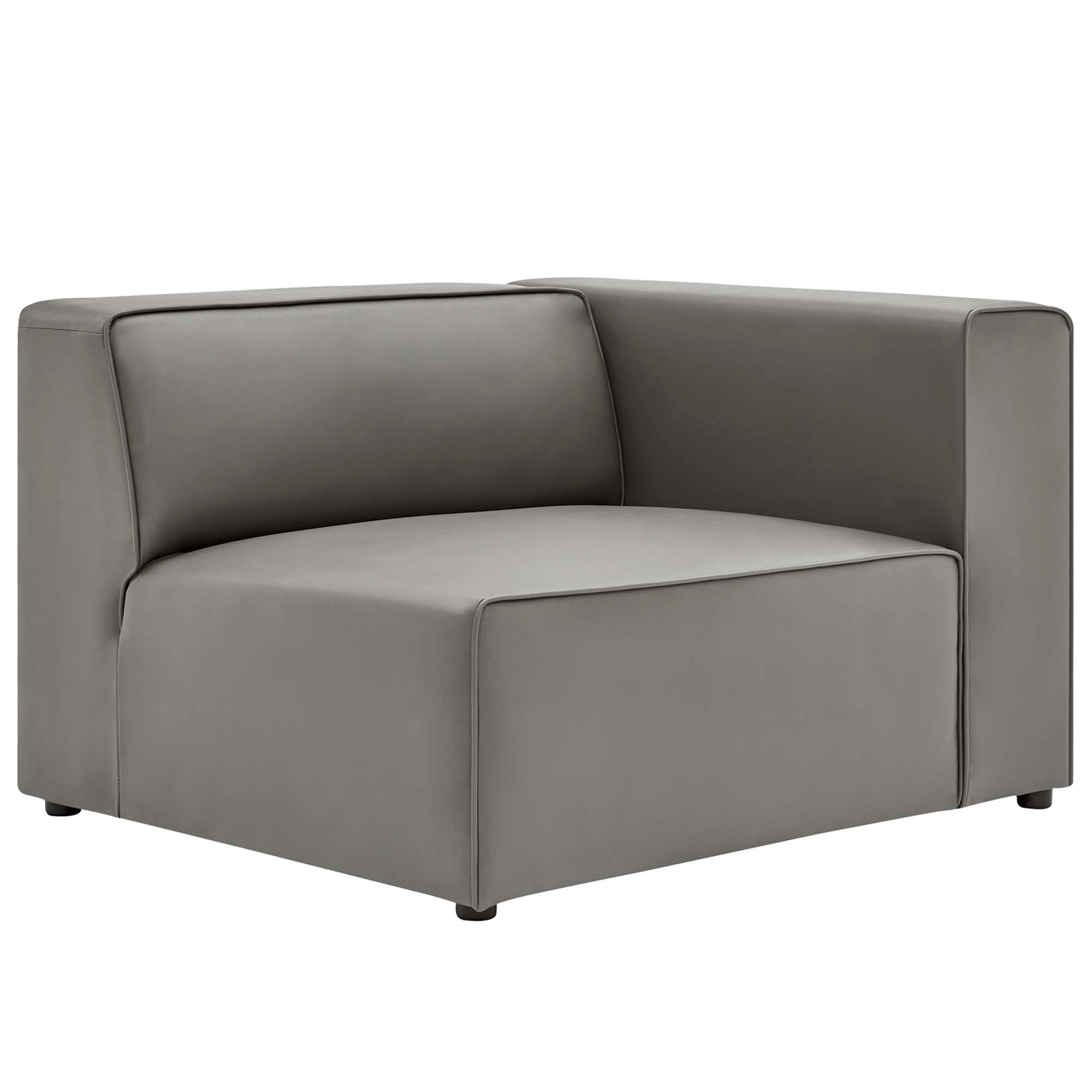 Mingle 3-Piece Vegan Leather Sectional Sofa - Gray
