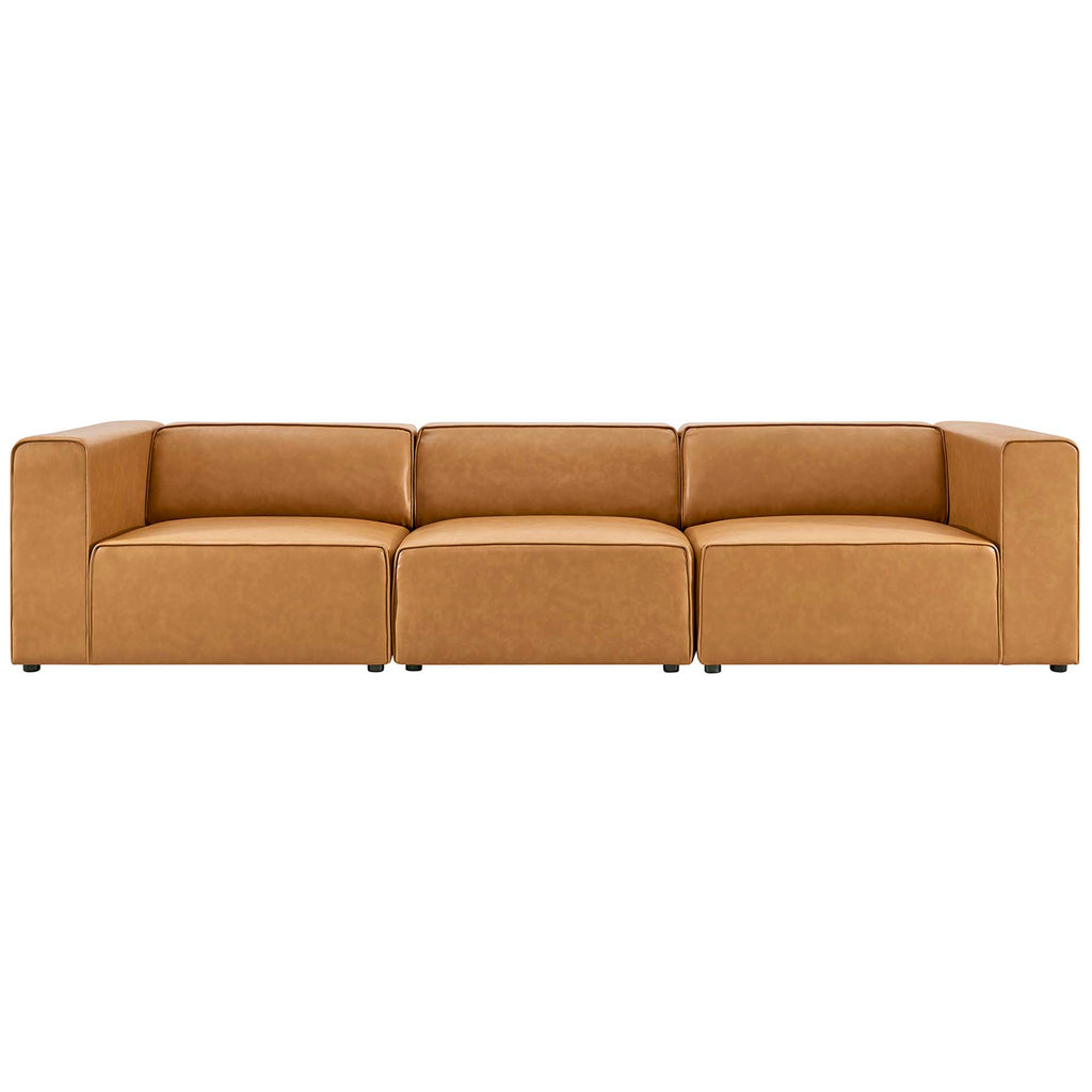 Mingle 3-Piece Vegan Leather Sectional Sofa - Tan