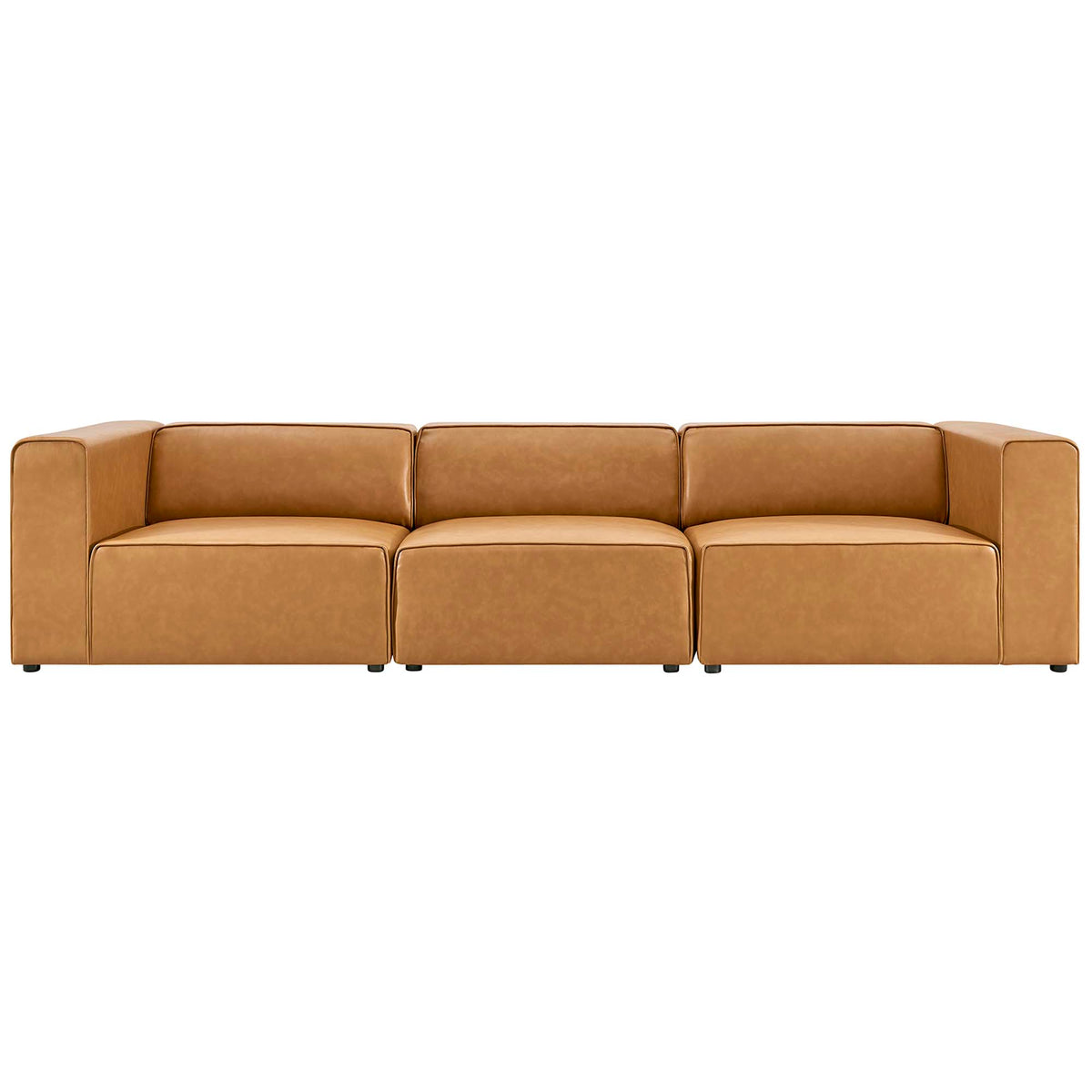 Mingle 3-Piece Vegan Leather Sectional Sofa - Tan