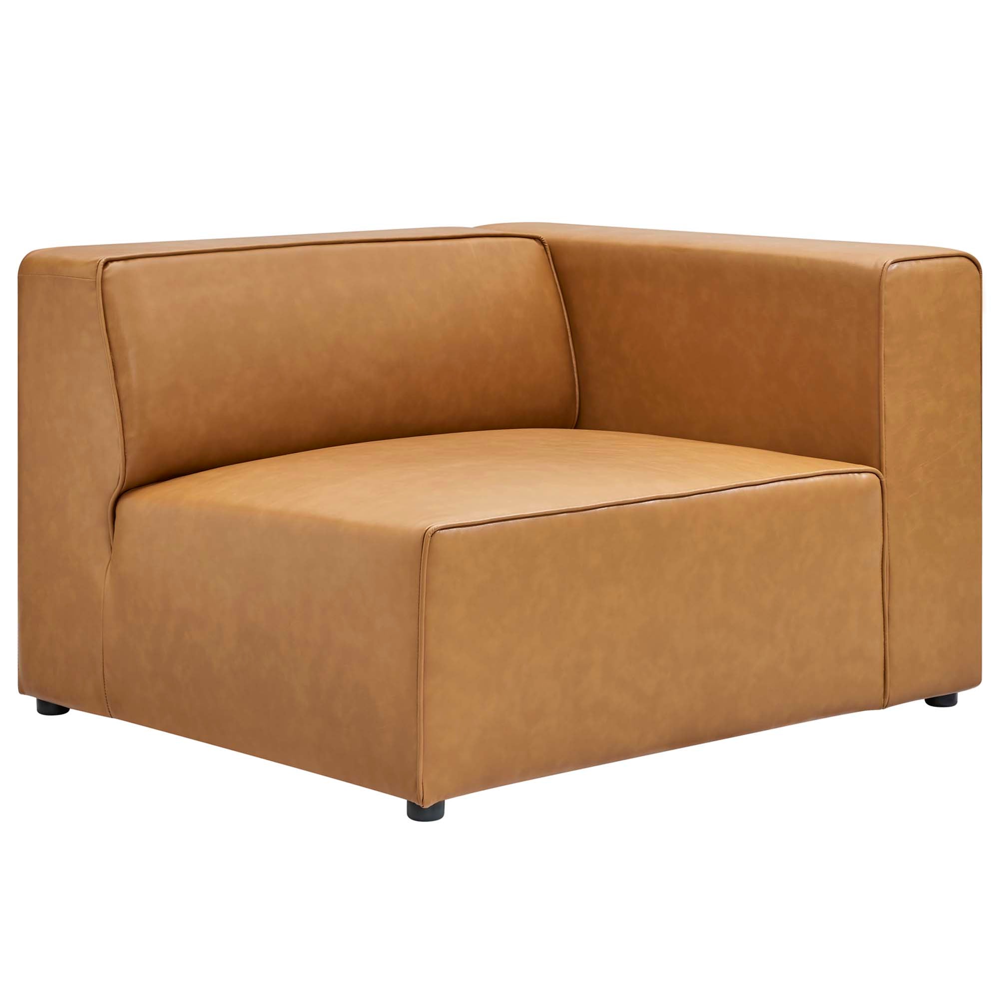 Mingle 3-Piece Vegan Leather Sectional Sofa - Tan