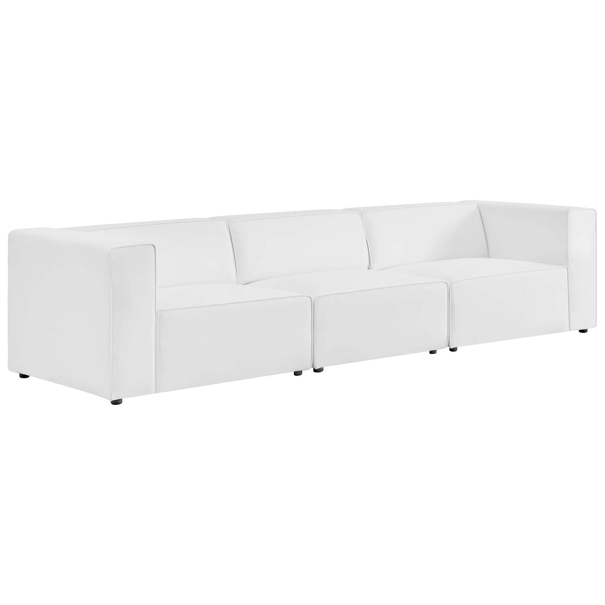 Mingle 3-Piece Vegan Leather Sectional Sofa - White