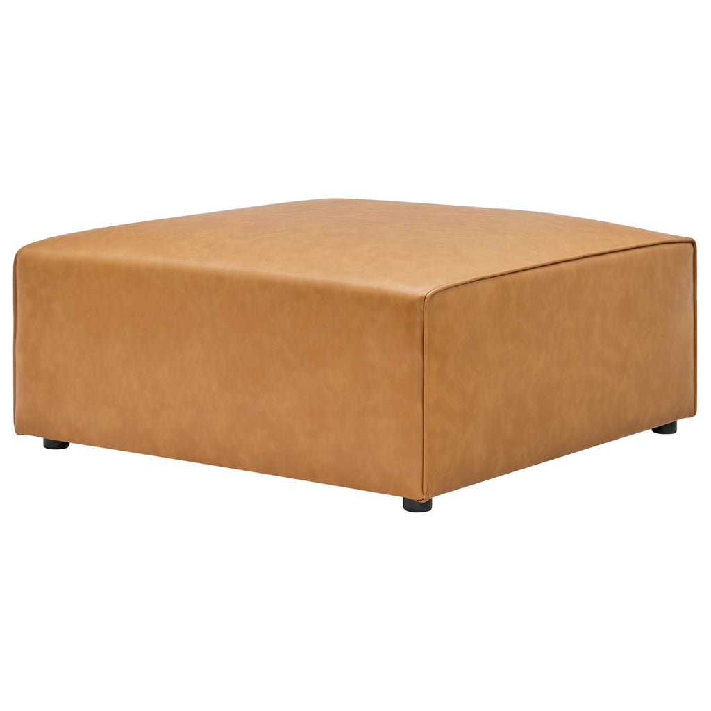 Mingle Vegan Leather Sofa and Ottoman Set - Tan