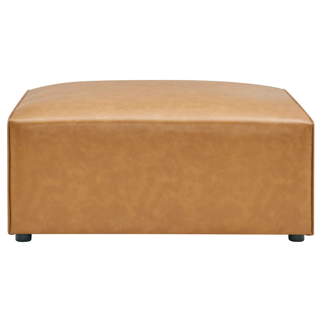 Mingle Vegan Leather Sofa and Ottoman Set - Tan