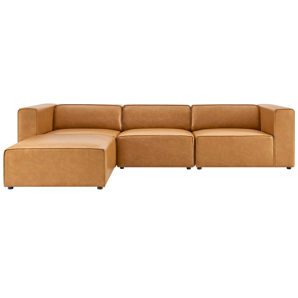 Mingle Vegan Leather Sofa and Ottoman Set - Tan
