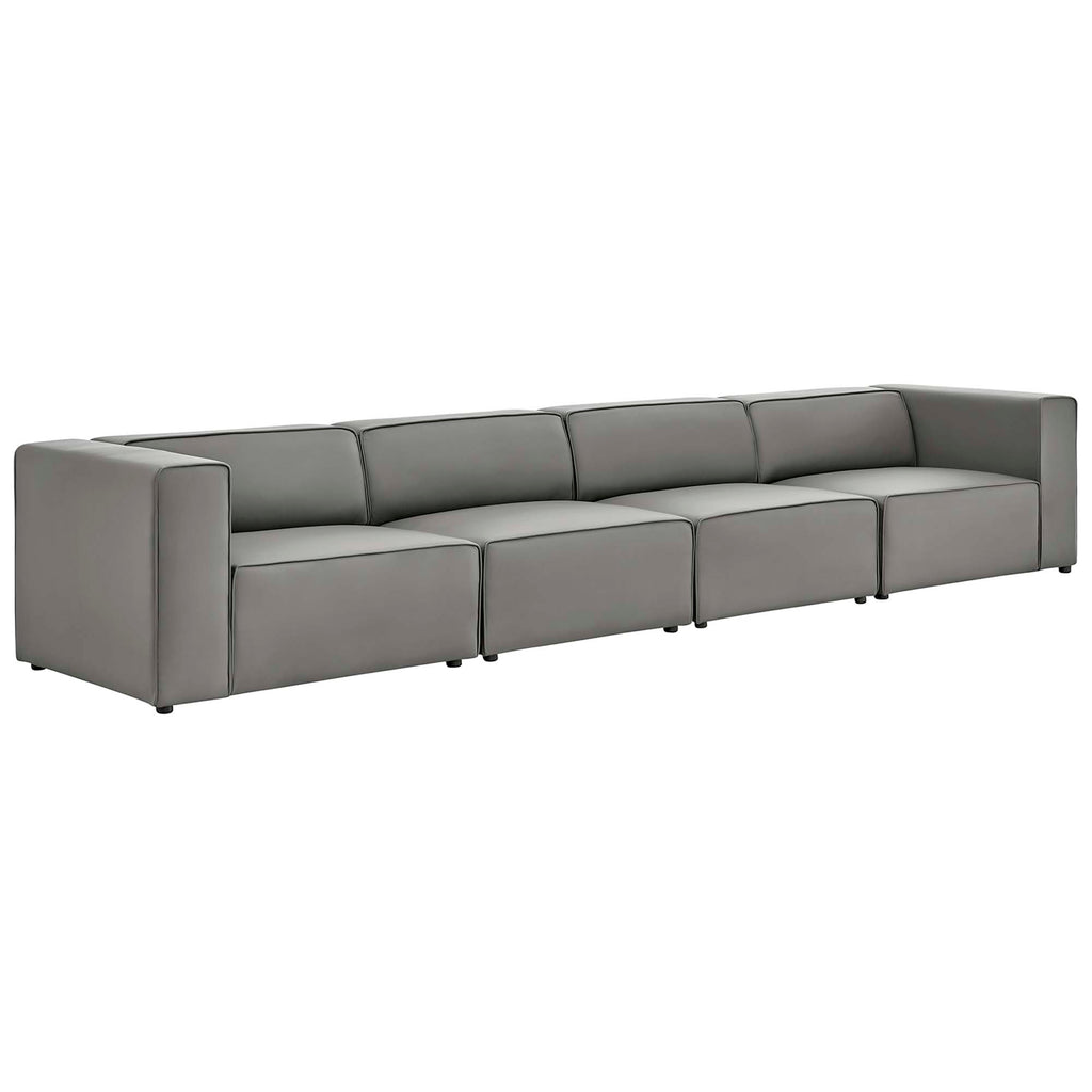 Mingle 4-Piece Vegan Leather Sectional Sofa - Gray