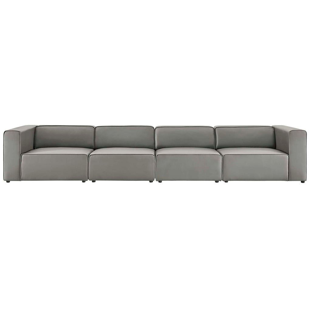 Mingle 4-Piece Vegan Leather Sectional Sofa - Gray