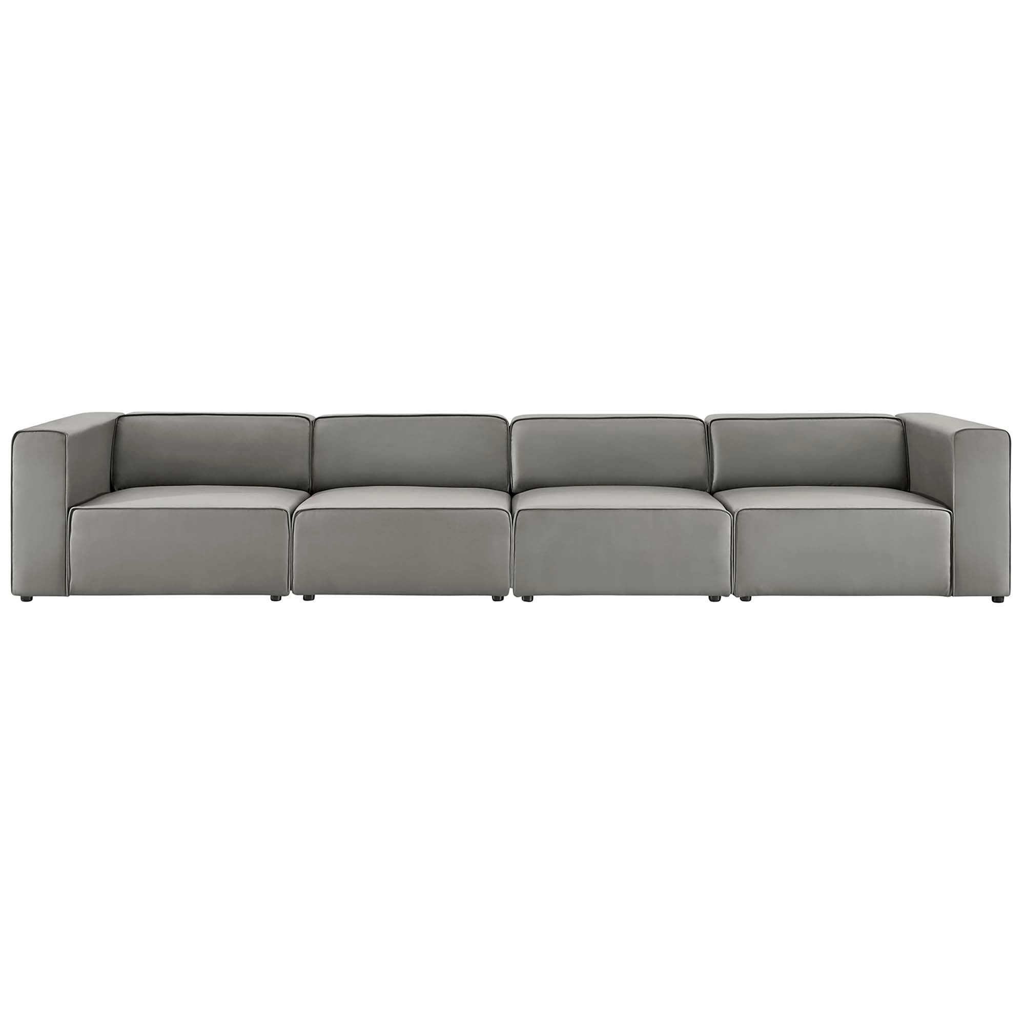 Mingle 4-Piece Vegan Leather Sectional Sofa - Gray