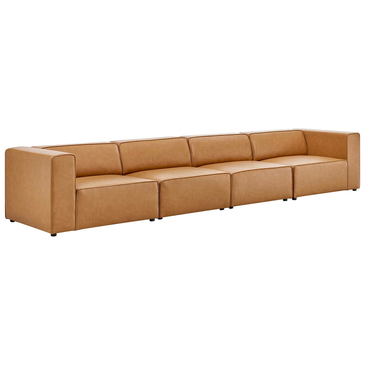 Mingle 4-Piece Vegan Leather Sectional Sofa - Tan