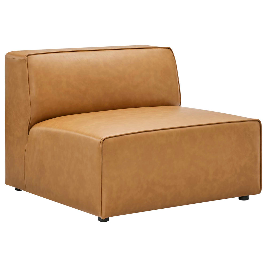 Mingle 4-Piece Vegan Leather Sectional Sofa - Tan
