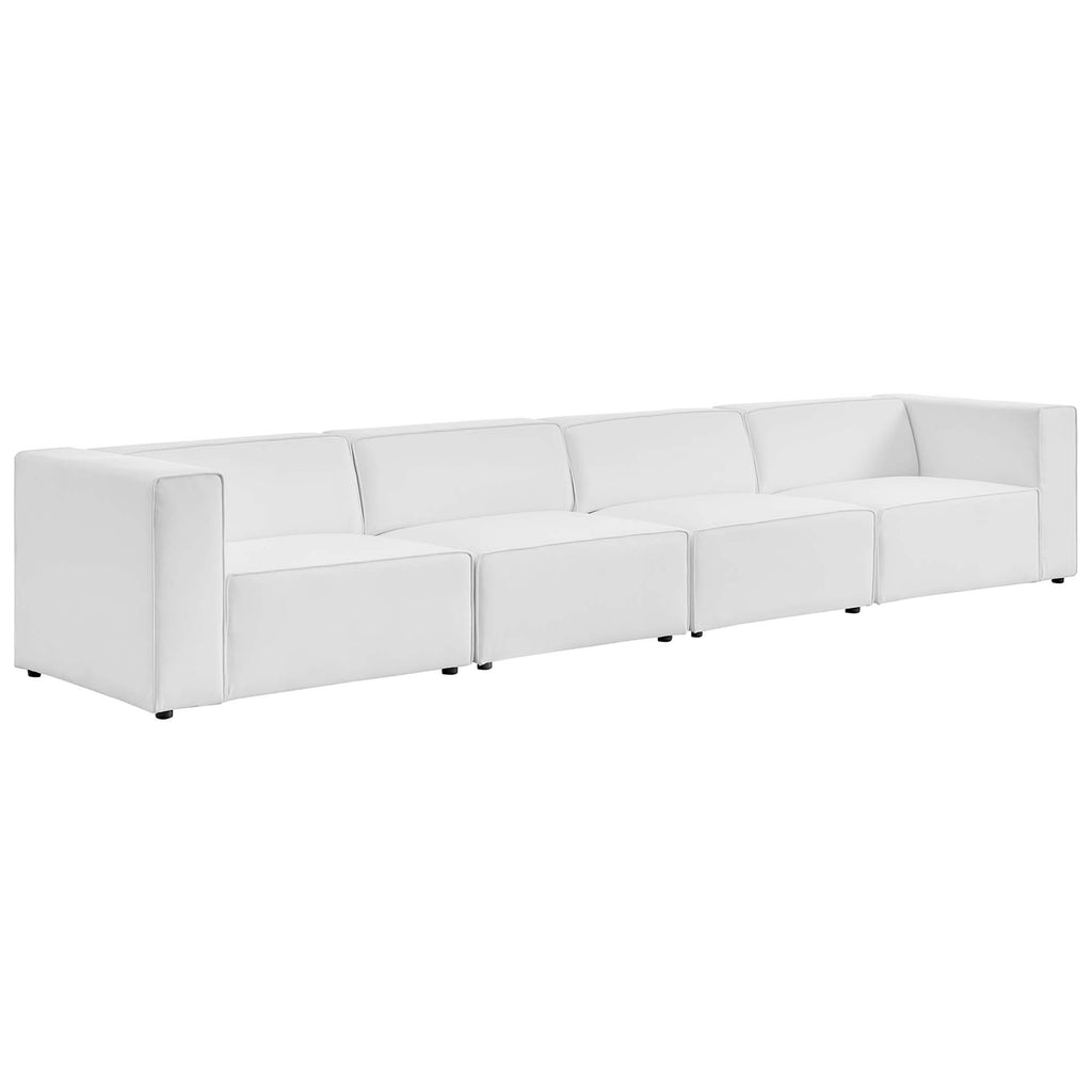 Mingle 4-Piece Vegan Leather Sectional Sofa - White
