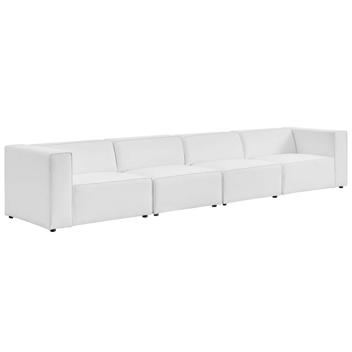 Mingle 4-Piece Vegan Leather Sectional Sofa - White