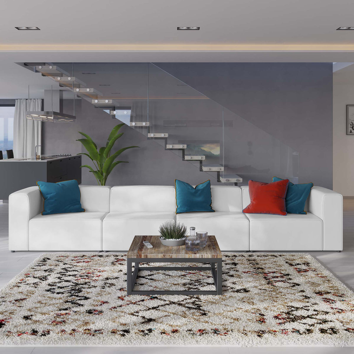 Mingle 4-Piece Vegan Leather Sectional Sofa - White