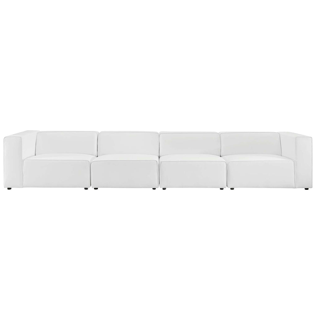 Mingle 4-Piece Vegan Leather Sectional Sofa - White