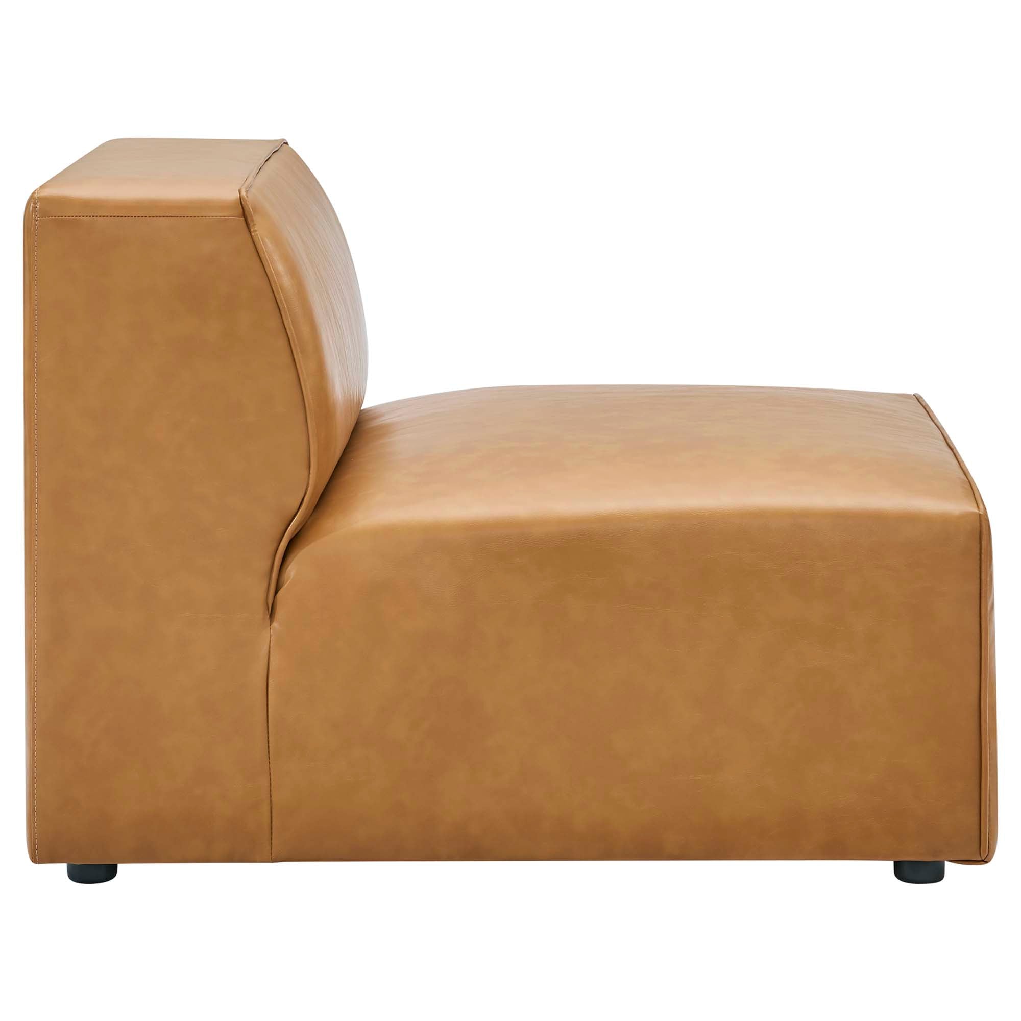 Mingle 4-Piece Vegan Leather Sofa and 2 Ottomans Set - Tan