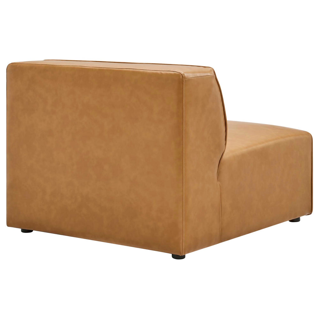 Mingle 4-Piece Vegan Leather Sofa and 2 Ottomans Set - Tan