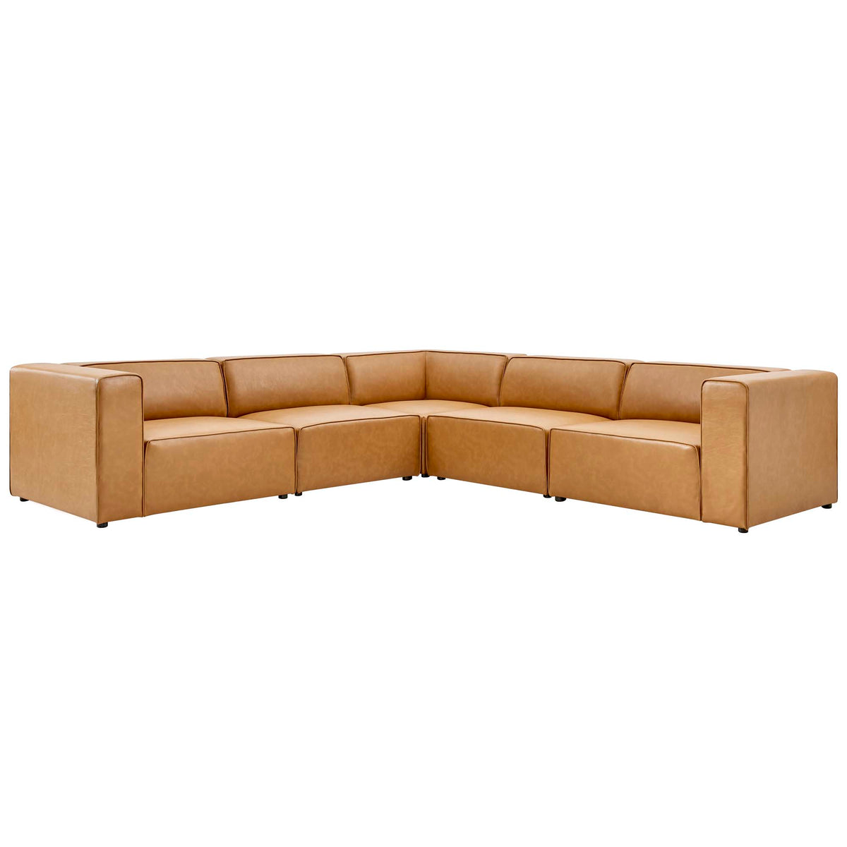 Mingle 5-Piece Vegan Leather Sectional Sofa - Tan