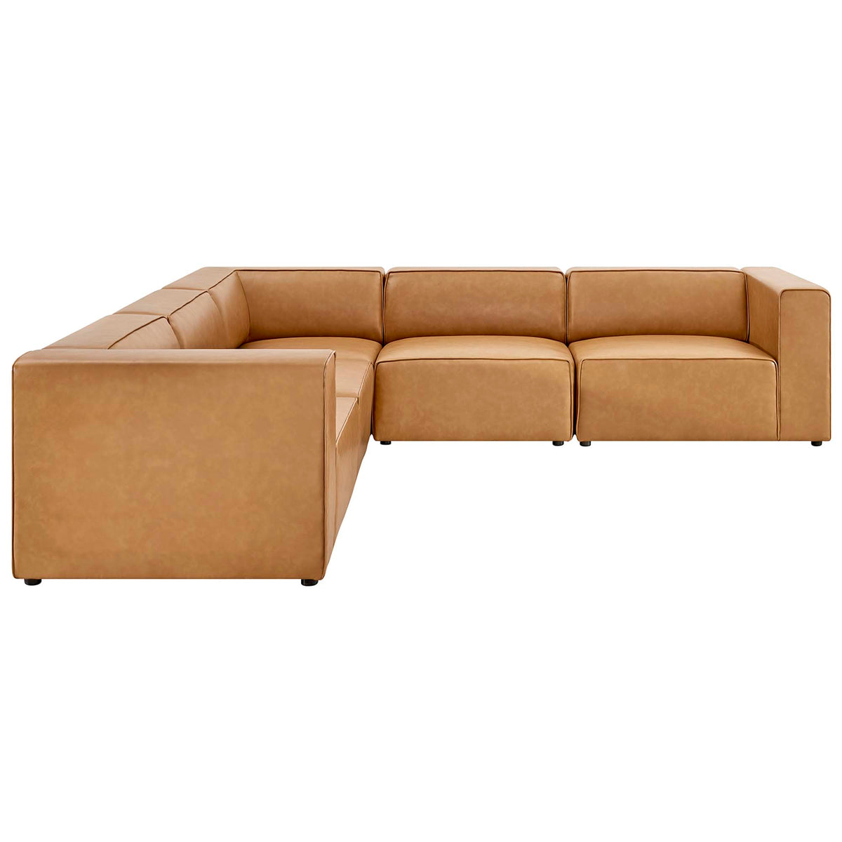 Mingle 5-Piece Vegan Leather Sectional Sofa - Tan