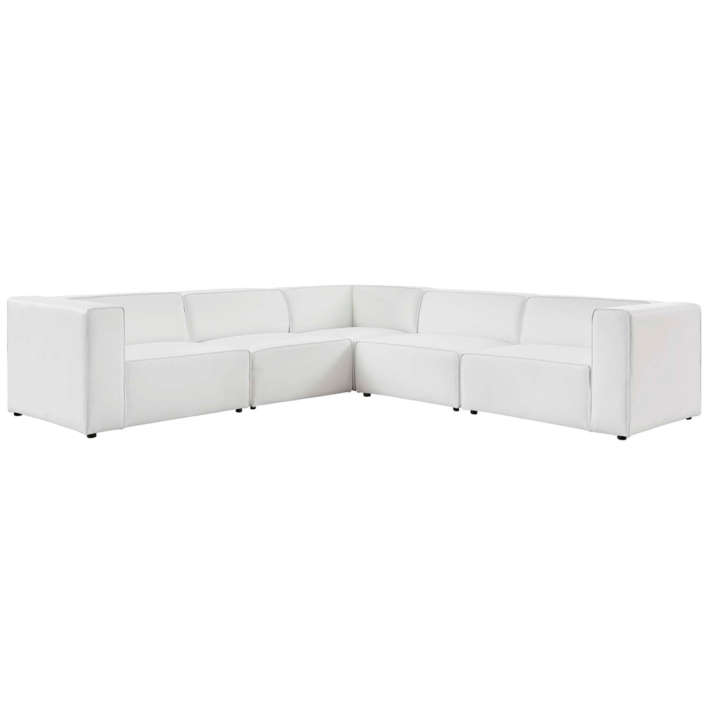 Mingle 5-Piece Vegan Leather Sectional Sofa - White