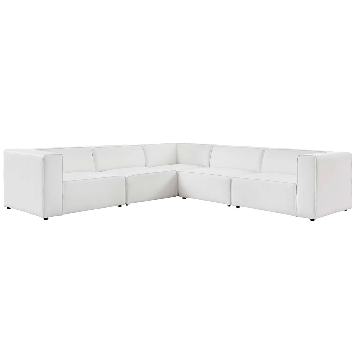 Mingle 5-Piece Vegan Leather Sectional Sofa - White