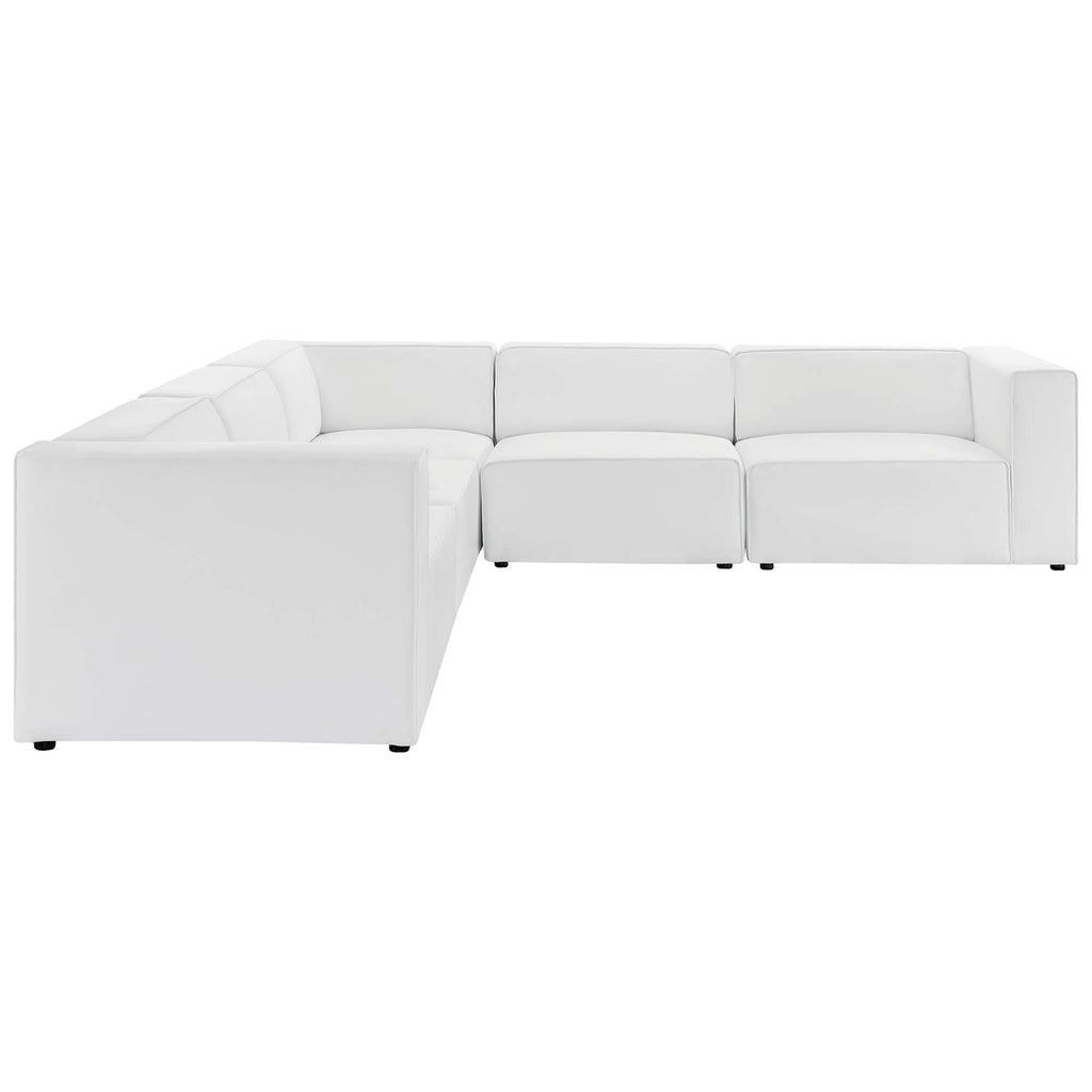 Mingle 5-Piece Vegan Leather Sectional Sofa - White