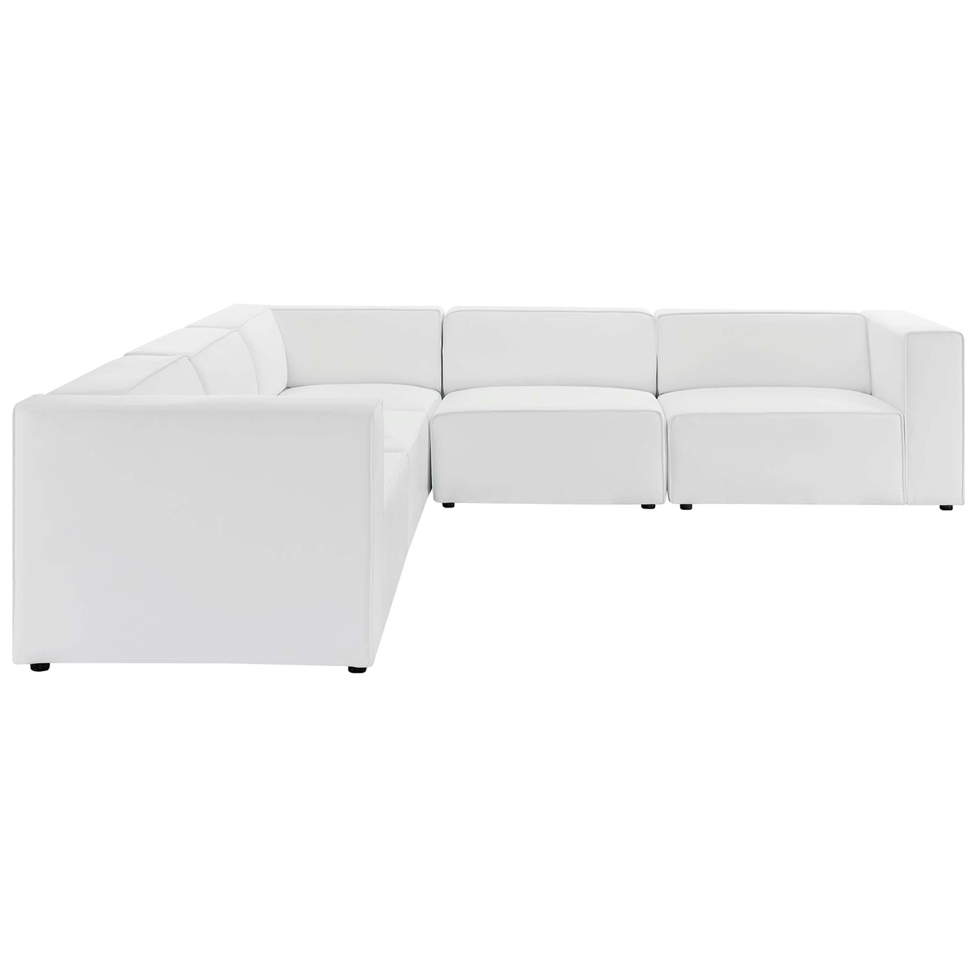 Mingle 5-Piece Vegan Leather Sectional Sofa - White