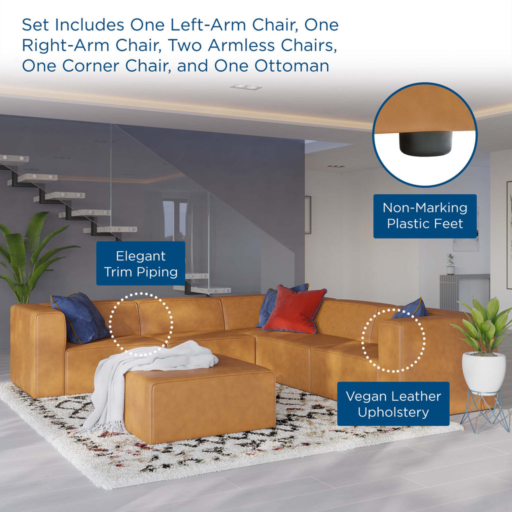 Mingle 6-Piece Vegan Leather Furniture Set - Tan