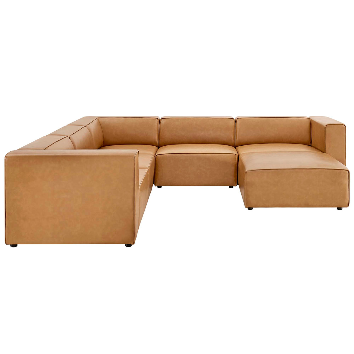 Mingle 6-Piece Vegan Leather Furniture Set - Tan