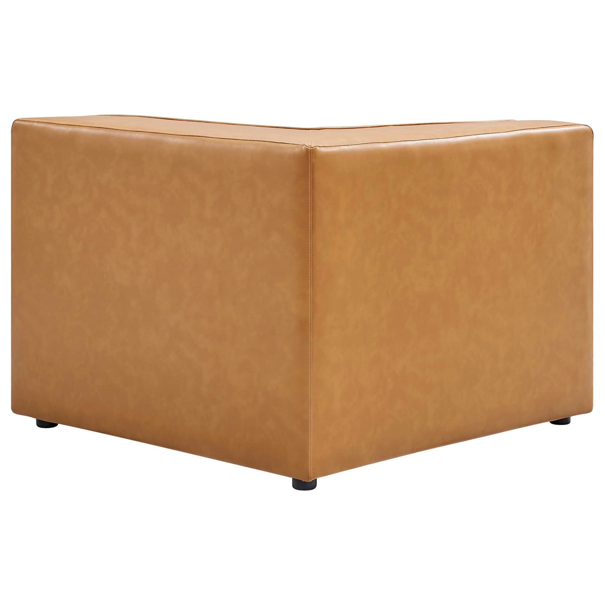 Mingle 7-Piece Vegan Leather Sectional Sofa - Tan (6 Armless Chairs, Corner Chair)