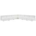 Mingle 7-Piece Vegan Leather Sectional Sofa - White (6 Armless Chairs, Corner Chair)