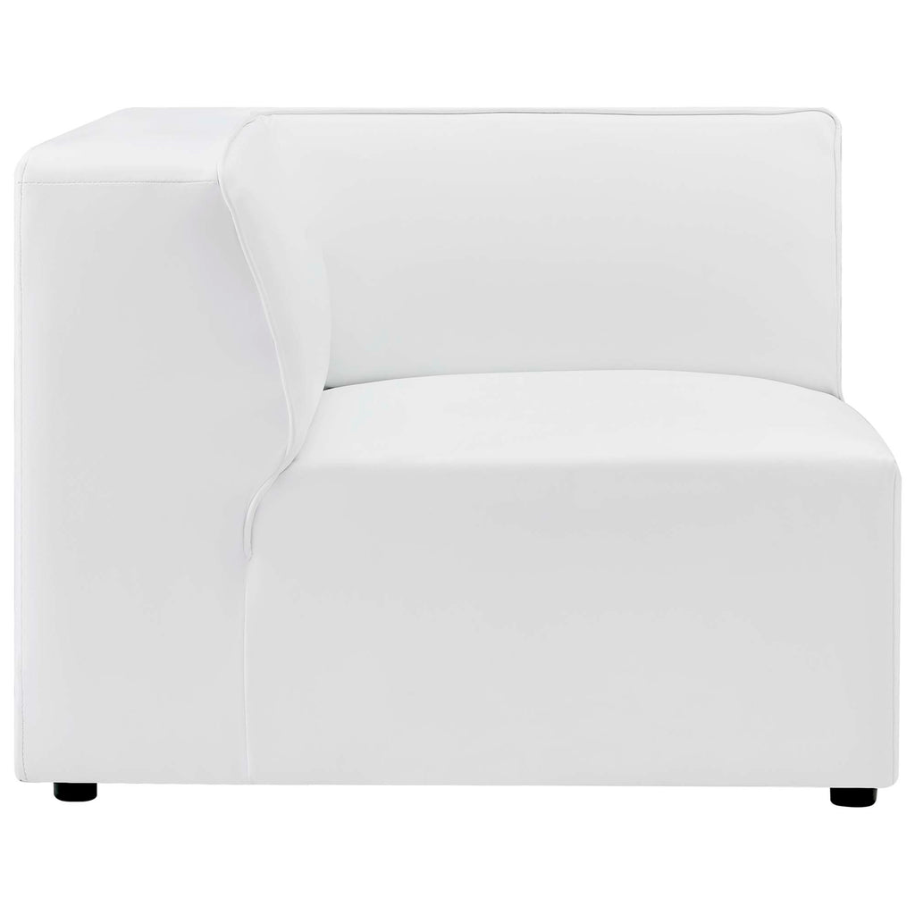 Mingle 7-Piece Vegan Leather Sectional Sofa - White (6 Armless Chairs, Corner Chair)