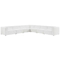 Mingle 7-Piece Vegan Leather Sectional Sofa - White (4 Armless Chairs, Corner Chair, Left-Arm Chair, Right-Arm Chair)