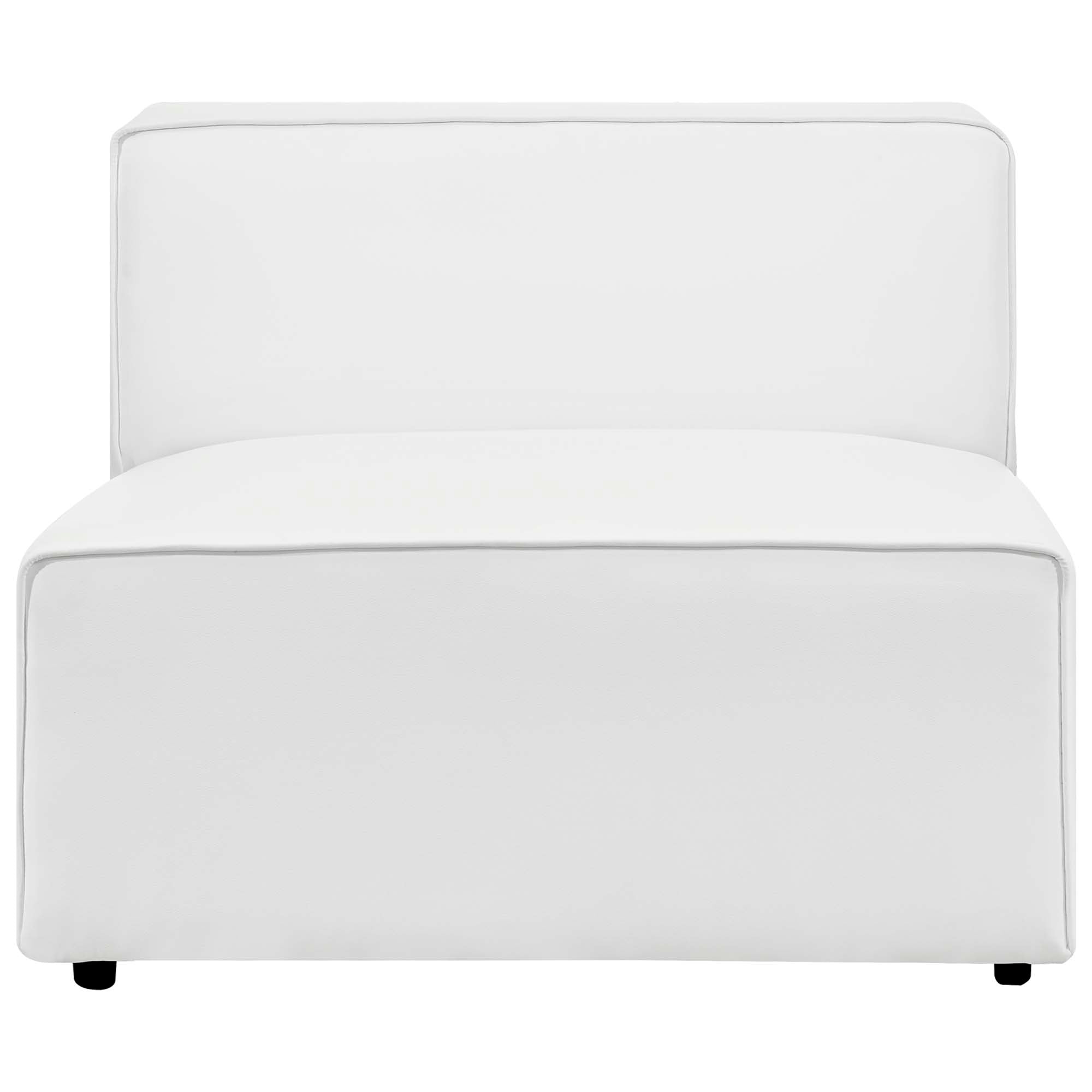 Mingle 7-Piece Vegan Leather Sectional Sofa - White (4 Armless Chairs, Corner Chair, Left-Arm Chair, Right-Arm Chair)