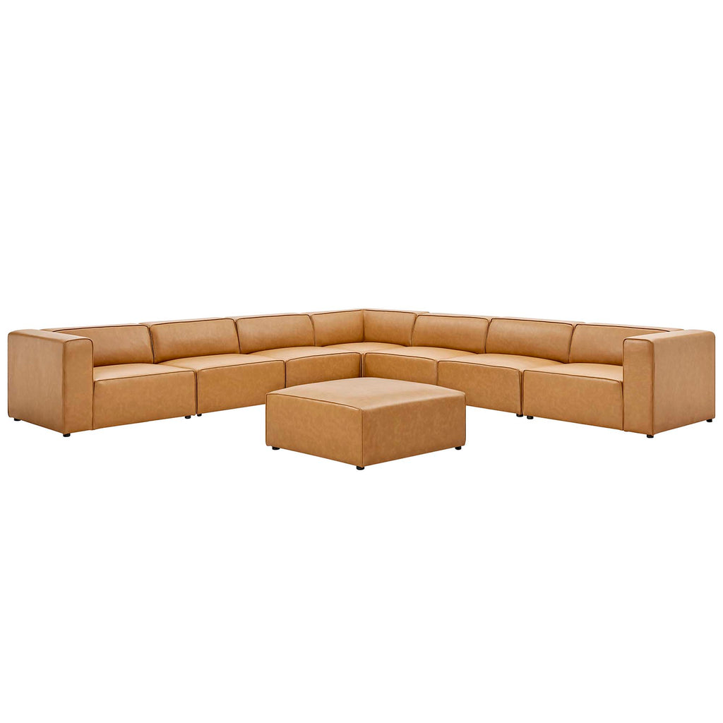 Mingle 8-Piece Vegan Leather Sectional Sofa Set - Tan