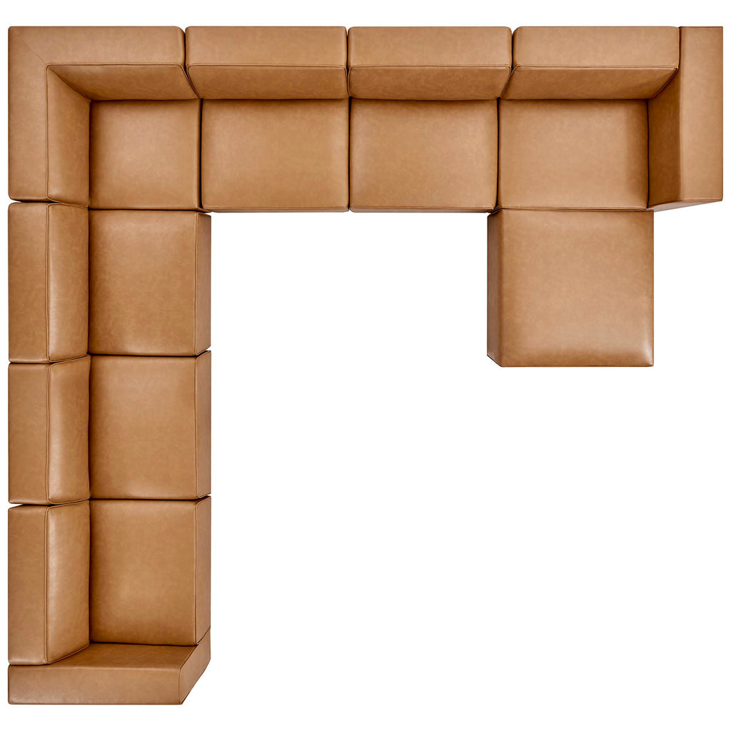 Mingle 8-Piece Vegan Leather Sectional Sofa Set - Tan
