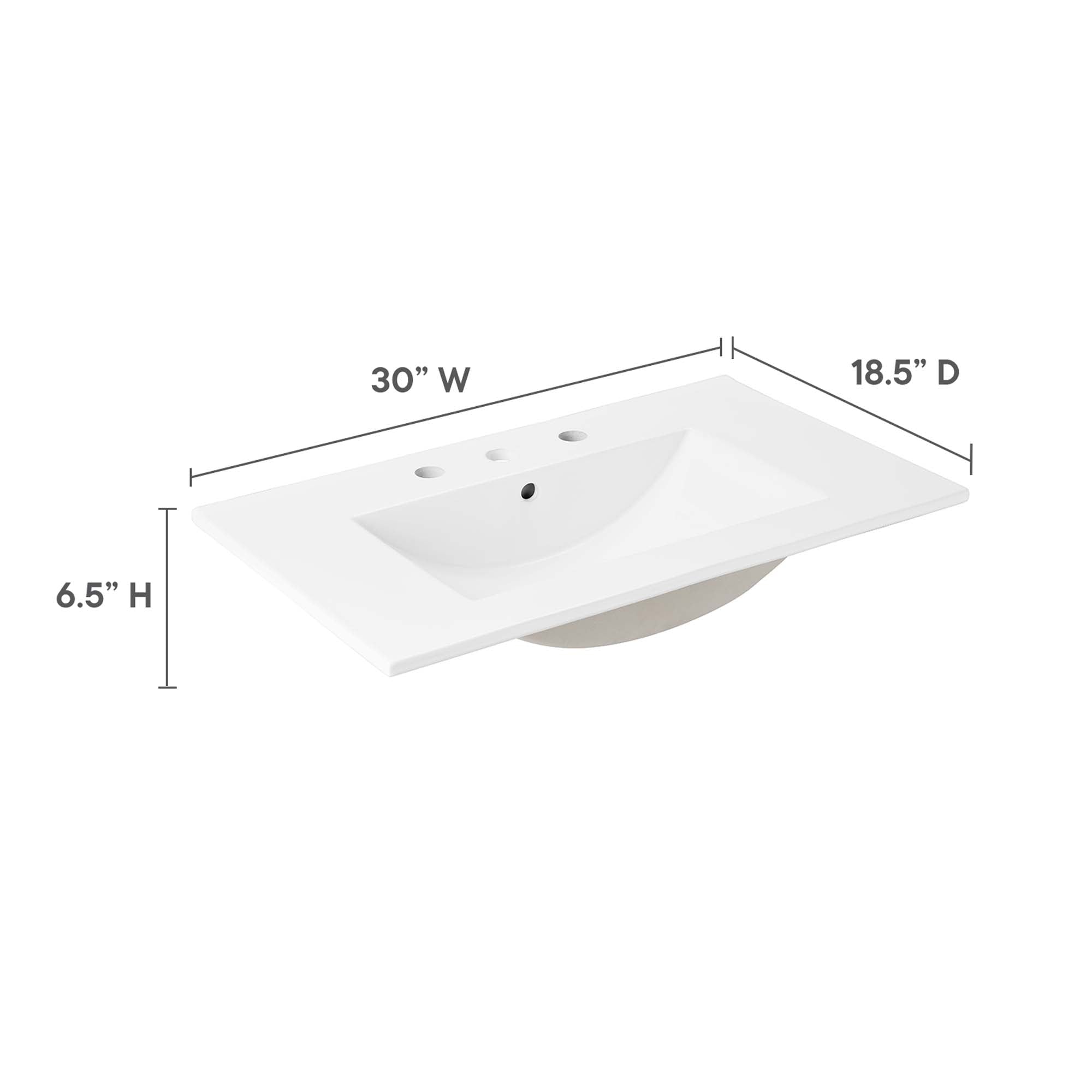 Cayman 30" Bathroom Sink - White