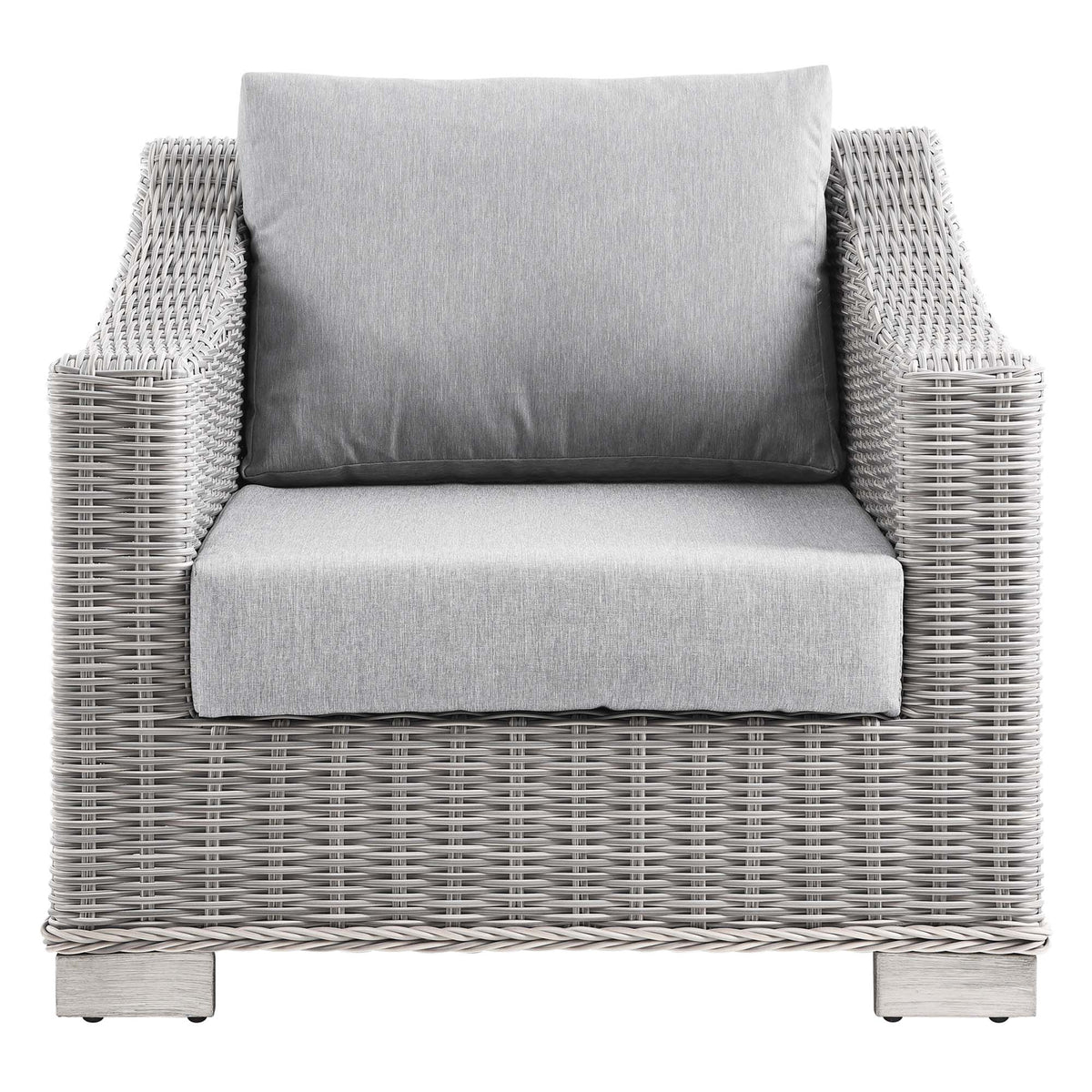Conway Outdoor Patio Wicker Rattan Armchair - Light Gray Gray