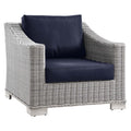 Conway Outdoor Patio Wicker Rattan Armchair - Light Gray Navy