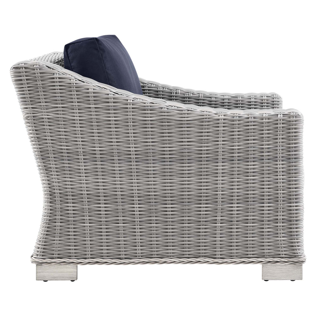 Conway Outdoor Patio Wicker Rattan Armchair - Light Gray Navy