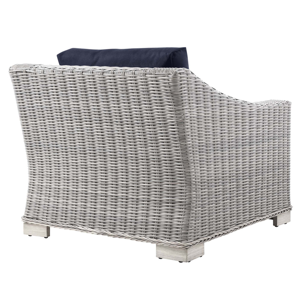 Conway Outdoor Patio Wicker Rattan Armchair - Light Gray Navy