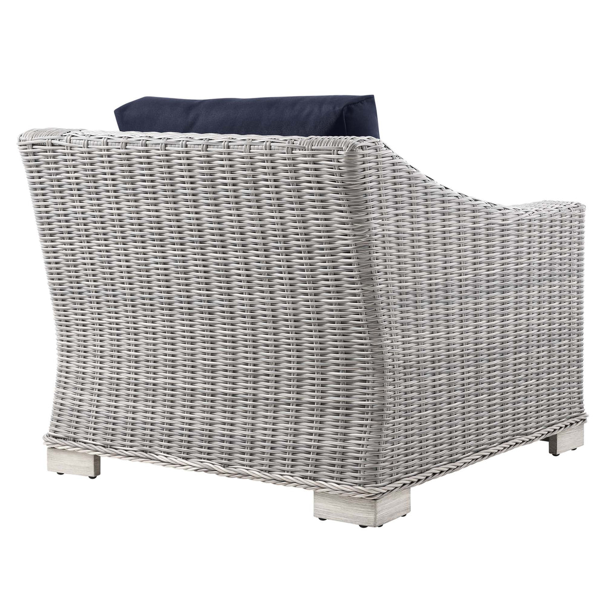 Conway Outdoor Patio Wicker Rattan Armchair - Light Gray Navy
