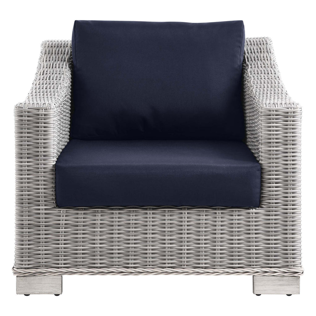 Conway Outdoor Patio Wicker Rattan Armchair - Light Gray Navy
