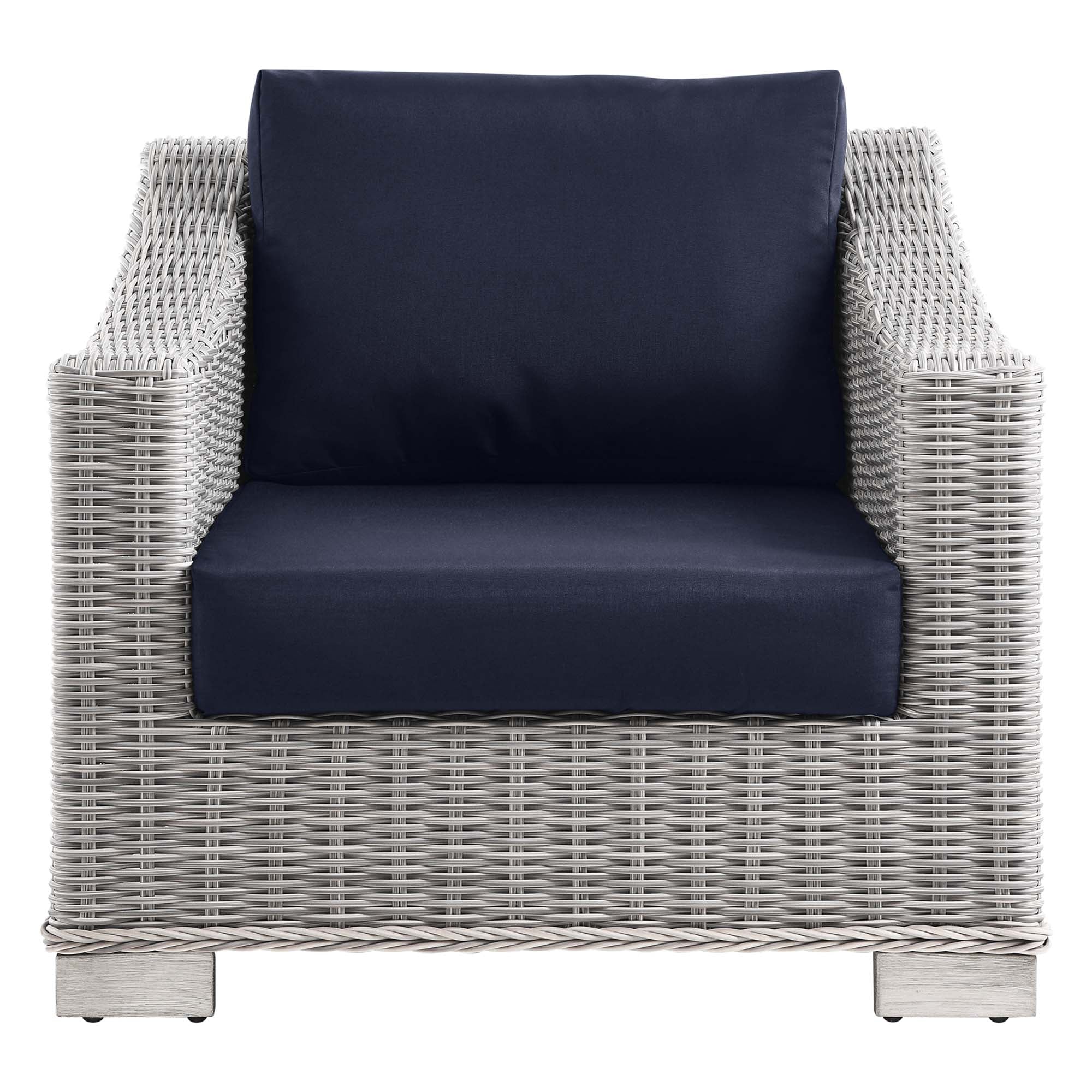 Conway Outdoor Patio Wicker Rattan Armchair - Light Gray Navy