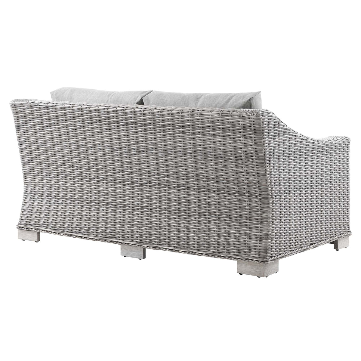 Conway Outdoor Patio Wicker Rattan Loveseat - Light Gray Gray