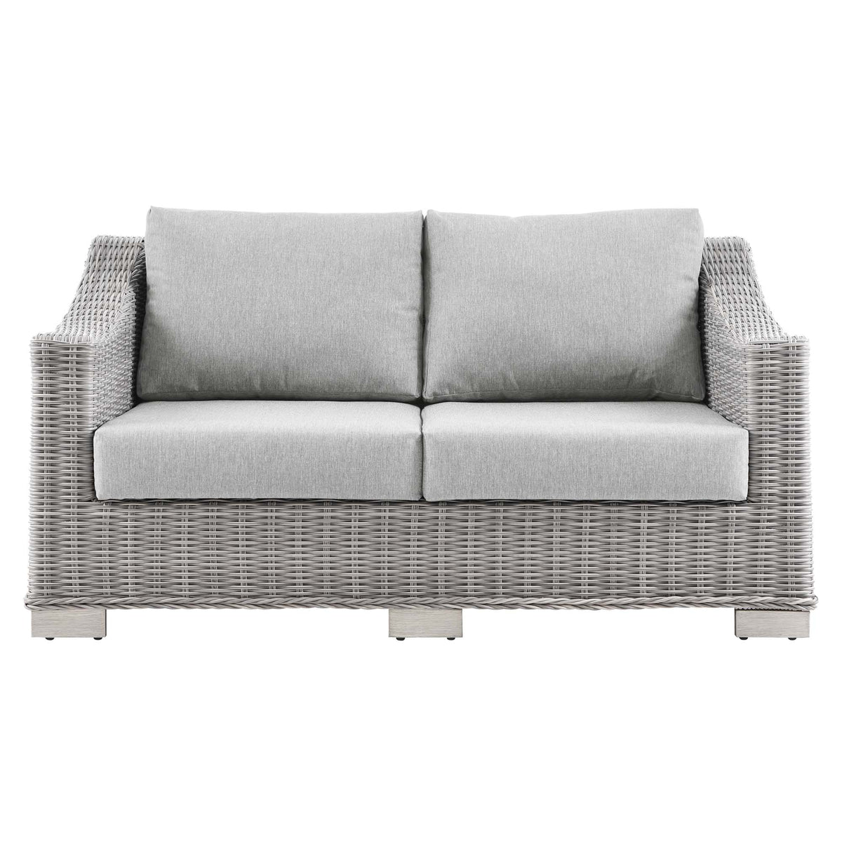 Conway Outdoor Patio Wicker Rattan Loveseat - Light Gray Gray