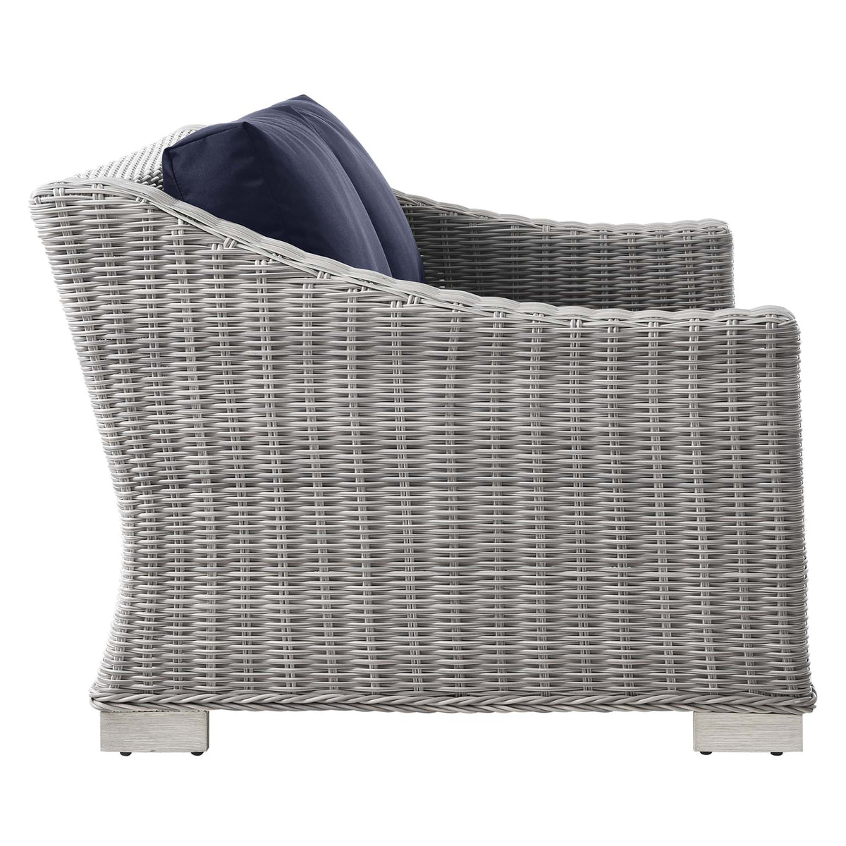 Conway Outdoor Patio Wicker Rattan Loveseat - Light Gray Navy