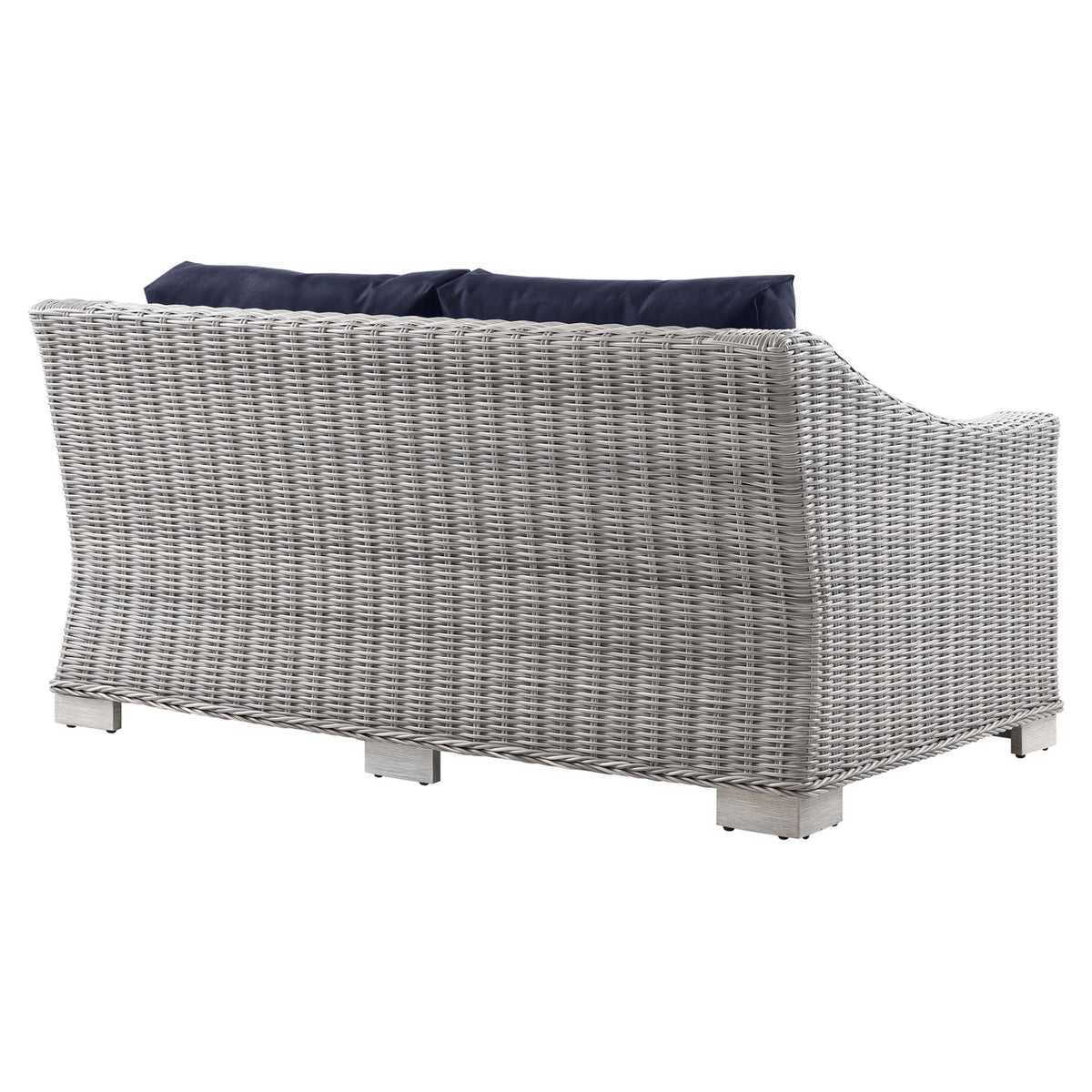 Conway Outdoor Patio Wicker Rattan Loveseat - Light Gray Navy