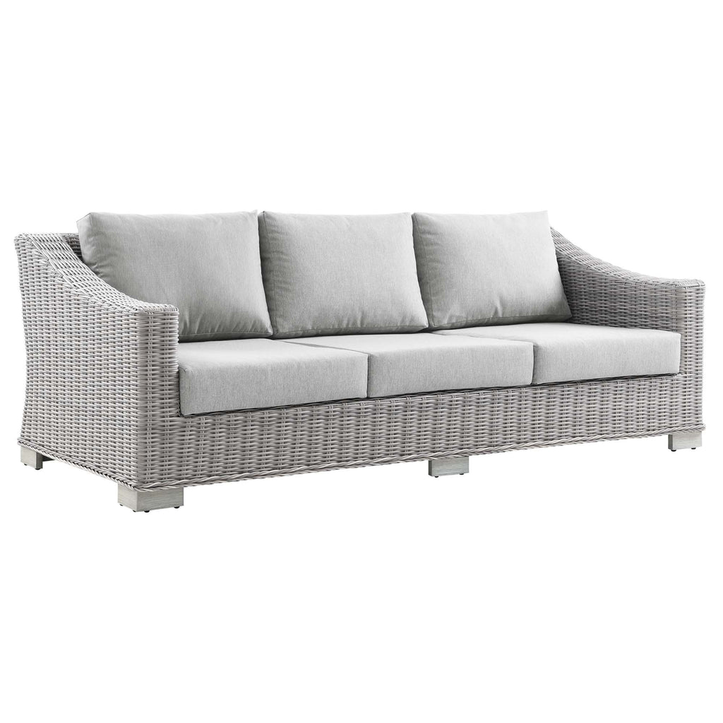Conway Outdoor Patio Wicker Rattan Sofa - Light Gray Gray