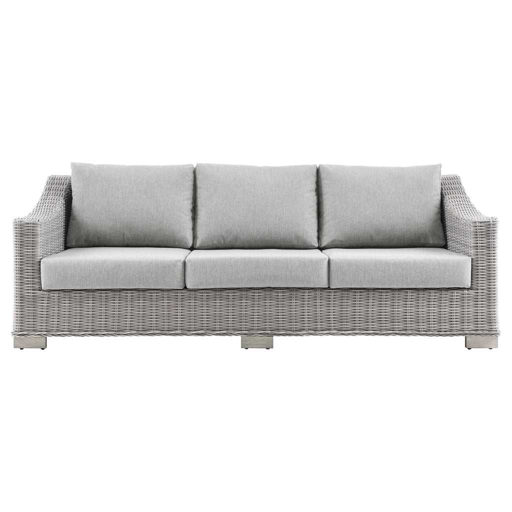Conway Outdoor Patio Wicker Rattan Sofa - Light Gray Gray