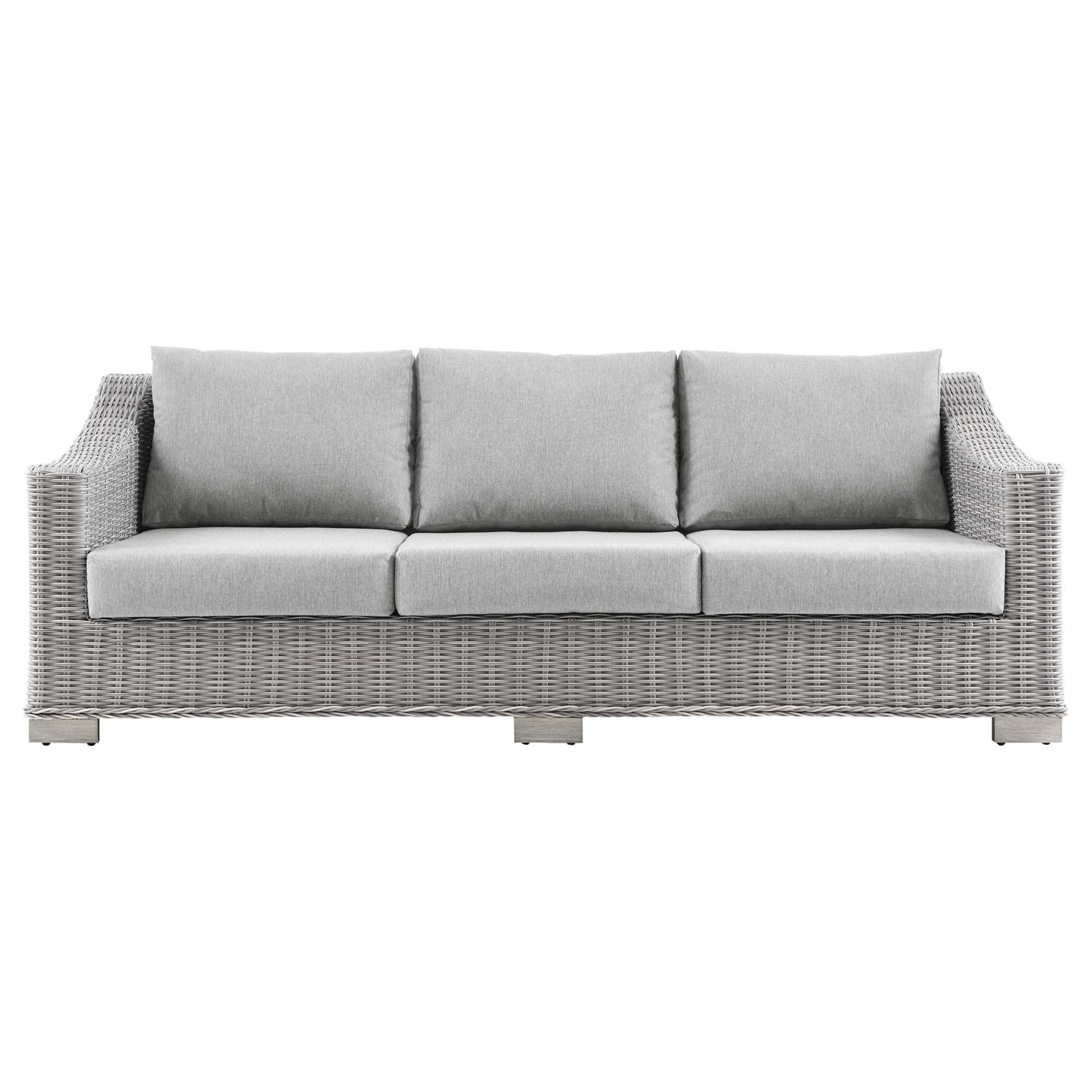 Conway Outdoor Patio Wicker Rattan Sofa - Light Gray Gray