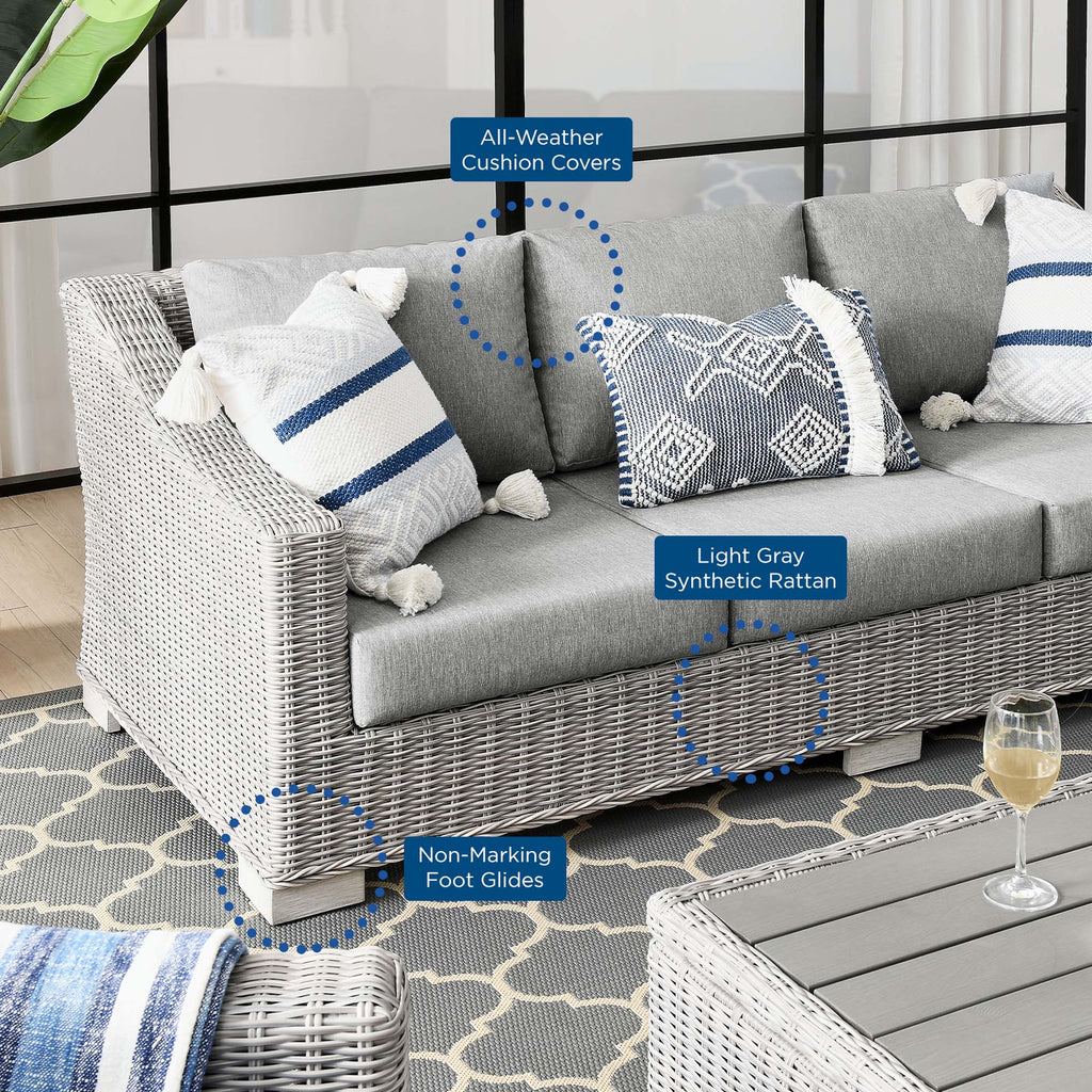 Conway Outdoor Patio Wicker Rattan Sofa - Light Gray Gray